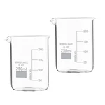 Cometek 250ml Set of 2 Borosilicate Glass Beakers Heat-Resistant Clear Graduations Pour Spout