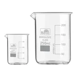 Bello Borosilicate 3.3, Set of 2 Glass Beaker 100 ml, 250 ml with Graduation Marks for Chemistry Laboratory