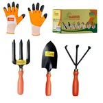 Globus Garden Tool Combo Kit, Gloves, Cultivator, Fork, Big Trowel (Set Of 4 Pcs)