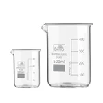 Bello Borosilicate 3.3, Set of 2 Glass Beaker 100 ml, 500 ml with Graduation Marks for Chemistry Laboratory
