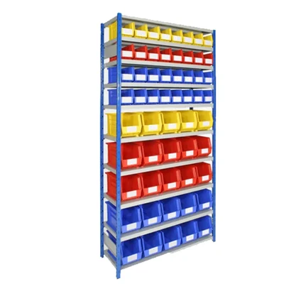 Suwas Trolley 70-75 Kg/Shelf Load Capacity Powder Coated Bin Storage Rack, 10 Shelves (78 Bins) (SU-BSR-001)