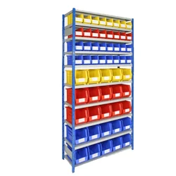 Suwas Trolley 70-75 Kg/Shelf Load Capacity Powder Coated Bin Storage Rack, 10 Shelves (78 Bins) (SU-BSR-001)