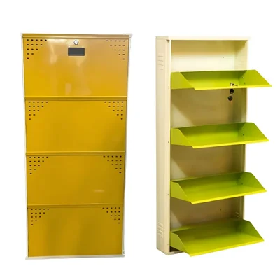 Expert 4.49 x 2.31 x 1 Feet 4 Shelves Wall Mounted Shoe Rack (Yellow & Ivory Color)
