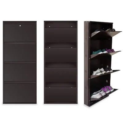 Expert 4.49 x 2.31 x 1 Feet 4 Shelves Wall Mounted Shoe Rack ( Brown Color)