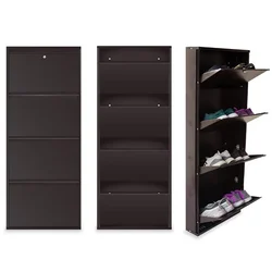 Expert 4.49 x 2.31 x 1 Feet 4 Shelves Wall Mounted Shoe Rack ( Brown Color)