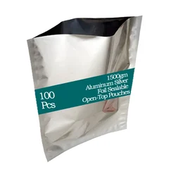 POCHEON 100 Pcs, 1500gm Aluminum Silver Foil Sealable Open-Top Pouches 