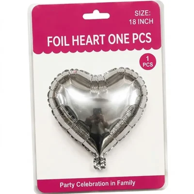 Pack of 10, 20, 30, 40, 50 Silver Foil Heart Balloon 18 Inch Metallic Finish Party Decoration Celebration Supplies(Pack-10 pcs)