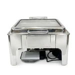 Heavy Duty Silver Rectangular Electric 9L Chafer for Commercial Kitchen Buffet Food Serving Without Element