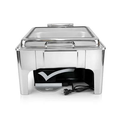 Premium Quality Silver Square Electric 6.5L Chafer for Commercial Kitchen Buffet Food Serving