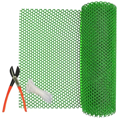 Singhal Tree Guard Net Garden Fencing Net Virgin Plastic Green Color with 1 Cutter and 50 PVC Tag(Size-4 x 10 Feet)