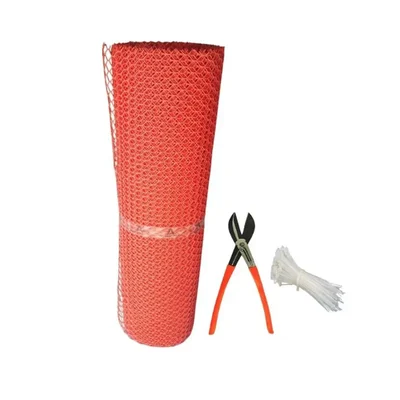 Singhal Tree Guard Net Garden Fencing Net Virgin Plastic Red Color with 1 Cutter and 50 PVC Tag(Size-4 x 10 Feet)