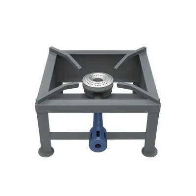 MS Commercial 10 x 10 x 6 Inch Single Burner Stove, Single Bhatti with Gas Tube and Regulator Valve