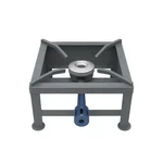 MS Commercial 10 x 10 x 6 Inch Single Burner Stove, Single Bhatti with Gas Tube and Regulator Valve