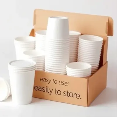 250ml, 200GSM White Single Walled Disposable Paper Cups(Pack-50 pcs)