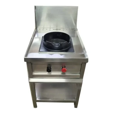 Commercial 24x24x32 inch Single High Flame Wok Burner Range with 6 inch Backsplash, Stainless Steel Body