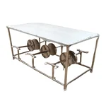 Premium Quality 6 Seater Canteen Table Stool Set, With Stainless Steel Body For Cafeterias, Hospitals, or Industrial mess halls