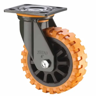 Heavy Duty Skid Proof 100 MM / 4 Inch PU With PP Core Double Ball Bearing Swivel Caster Wheel
