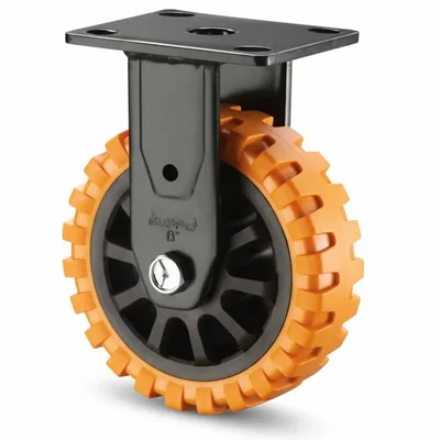 Heavy Duty Skid Proof 100 MM / 4 Inch PU With PP Core Double Ball Bearing Fixed Caster Wheel