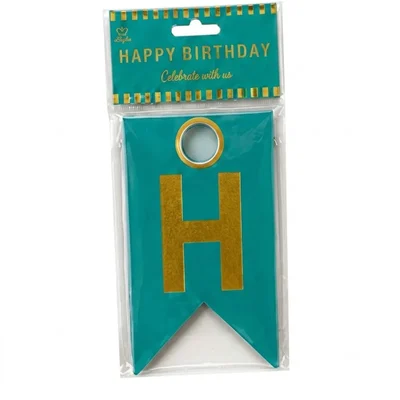 Pack of 10, 20, 50, 70, 100 Sky Blue Happy Birthday Paper Plastic Bunting Banner Decoration Hanging Pennant Garland Party Decor Craft(Pack-10 pcs)