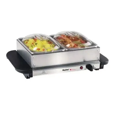 Skyline VTL-9444 SS Electric 1.5Lx2 Buffet Server, 200W With 1 Year Warranty