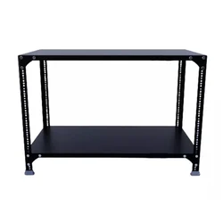 Menage 24 x 29 x 12 Inch 2 Shelves Slotted Angle Metal Rack
