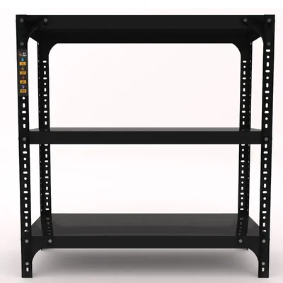 FIDVI® 9D X 23L X 30H Inch 3 Shelves Powder Coated Slotted Angle Metal Rack With Accessories ( SR-506 )
