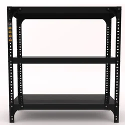 FIDVI® 9D X 23L X 30H Inch 3 Shelves Powder Coated Slotted Angle Metal Rack With Accessories ( SR-506 )