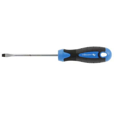 Högert Technik HT1S008 5x100mm Slotted Screwdriver S2 Steel Flat Head Magnetic Tip Ergonomic Anti Slip Hand Tool