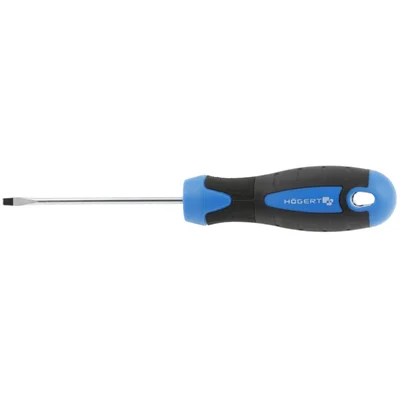 Högert Technik HT1S002 Slotted Screwdriver 3x100mm S2 Steel Flat Head Tool with Anti-Slip Fiberglass Handle Magnetic Tip