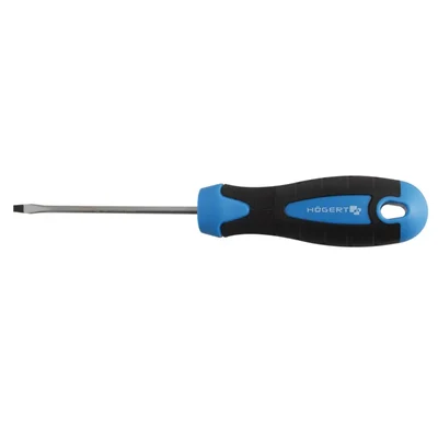 Högert Technik HT1S001 Slotted Screwdriver 3 x 75 mm S2 Steel Magnetic Tip Ergonomic Anti-Slip Flat Head Hand Tool