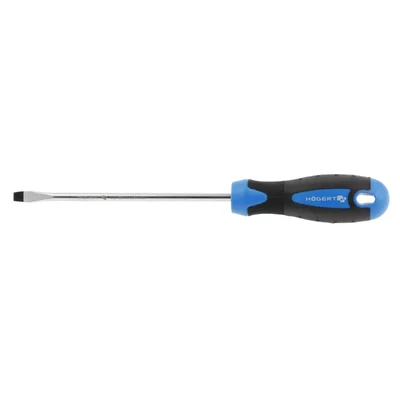 Högert Technik HT1S015 Slotted Screwdriver 6.5 x 200 mm S2 Steel Professional Fastening Magnetic Anti-Slip Flat Head Tool