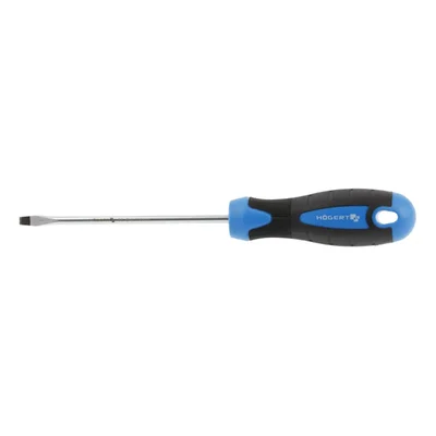 Högert Technik HT1S004 Slotted Screwdriver 4x100mm S2 Steel Blade Flat Head Fastening Tool Magnetic Tip Anti-Slip Handle