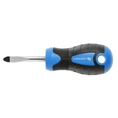Högert Technik HT1S010 Slotted Screwdriver 6.5 x 38 mm S2 Steel Magnetic Stubby Flat Head Hand Tool For Confined Spaces