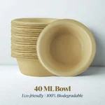 PAAVAN Eco-Friendly 40ml Disposable Bagasse Bowls for Condiments, Sauces & Samples | 100% Compostable Small Portion Cups