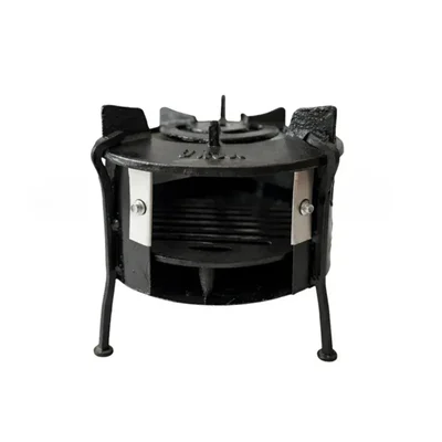 URJA Black 10.5-Inch Diameter Natural Draft Smokeless Wood Burning Chulha for Cooking