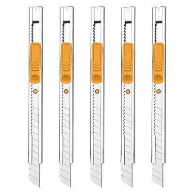 5 Pack of INGCO 9x80mm SS Snap-Off Blade Knife with 5pcs Blade, 135mm Length (HKNS1806)