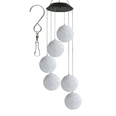 Gramstrong Wind Solar Ball Chimes Outdoor Color Changing Snow Ball Wind Chime Birthday Lights for Yard, Garden and Home