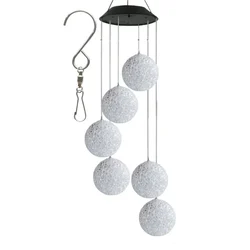Gramstrong Wind Solar Ball Chimes Outdoor Color Changing Snow Ball Wind Chime Birthday Lights for Yard, Garden and Home
