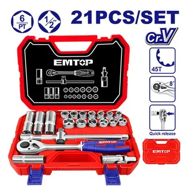 Emtop 21 Pcs 1/2" Socket set (ESKT12211)