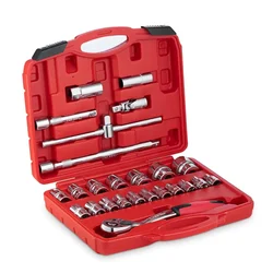 Keaa 25 Pcs 1/2 Inch Drive Socket and Bit Set 72 Teeth Ratchet with Extension Bars and Carry Case