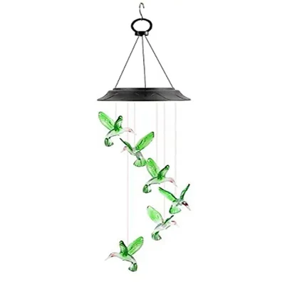 Gramstrong Solar Wind Color Changing Humming Bird Chime, LED Decorative Waterproof Light for Party, Window and Balcony