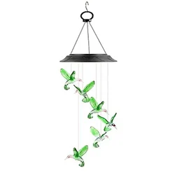 Gramstrong Solar Wind Color Changing Humming Bird Chime, LED Decorative Waterproof Light for Party, Window and Balcony