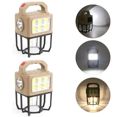 Gramstrong Multifunctional Solar Portable Camping Waterproof Lamp with Type-C Charging For Outdoor Usage (Pack of 2)