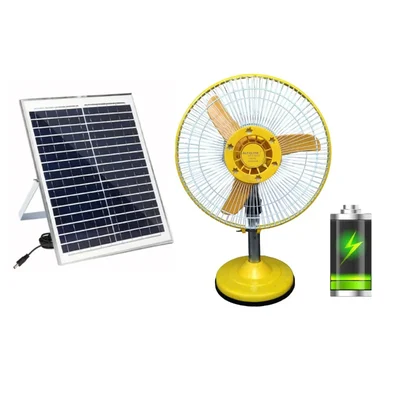Alfalite Chetak Plus 12" Fan With Inbult Battery and Solar Panel For Home And Indoor Usage