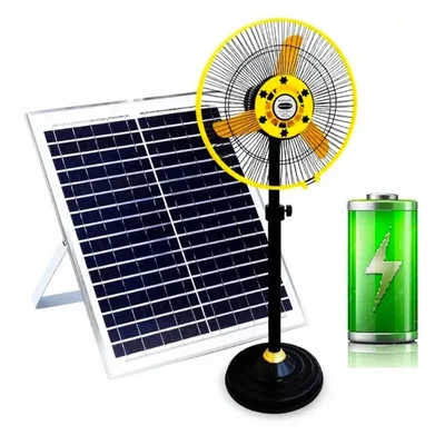 Alfalite Chetak Gold 12" Fan With Inbuilt Battery and Solar Panel For Home and Indoor Usage