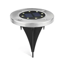 GIGAWATTS 8 LED Solar Ground Disk Light With Rechargeable Battery & Smart Sensor for Lawn & Pathways (Pack of 4)