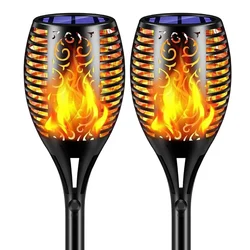 GIGAWATTS 96 LED Solar Lights Lantern Waterproof Flame Fire Decoration Lighting with 3 Mode Attachment Garden (Pack of 2)
