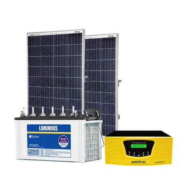 Servotech Solar 1kW Inverter with Luminous 40ah Battery, 110W PolyPanel (2 Years Battery, 25 Years Performance Warranty)