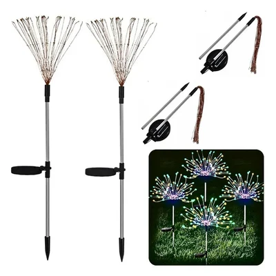 Premium Quality Solar LED Light, 90 LED 40 Copper Wire, Multi Color, Firework Light Lamp (Pack of 2)
