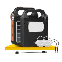  Solar Emergency Rechargeable Home Lighting Kit of 3.5W Attached Solar Panel, with 2 Bulb and Cables for Home and Camping